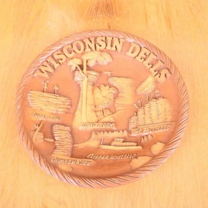 Wisconsin Dells geschnitzter Holz Souvenir Teller Vintage - Bild 1 von 5