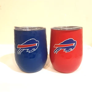 NFL BUFFALO BILLS HOME/AWAY STAINLESS STEEL 12 OZ. TUMBLERS LEOPARD DESIGN - Picture 1 of 9