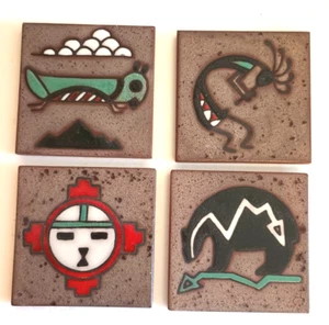 4 posavasos de azulejos de diseño nativo americano del suroeste Cottoveneto hechos en Italia - Imagen 1 de 4