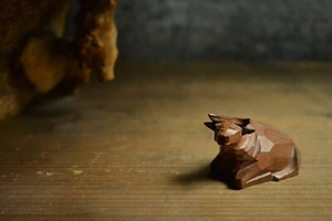 Japanese Wooden Doll Vintage Ornament COW Antique Sculpture/H 1.6"/KHN77/15 - Picture 1 of 7