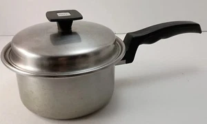 Vintage 1 QT Cory Pluramelt Flavorseal Acciaio Inox 18-1 Stock Salsiera Pentola con Coperchio - Foto 1 di 11