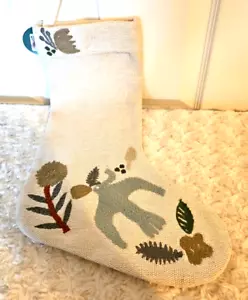 West Elm beige natur 100% gewebte Baumwolle bestickt Weihnachtsstrumpf gefüttert - Bild 1 von 5