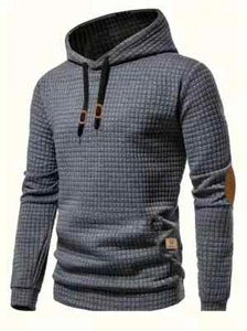 Waffle Cool Felpe con Cappuccio per Uomo, Felpa con Cappuccio Uomo Casual Tinta Unita Streetwear - Foto 1 di 20