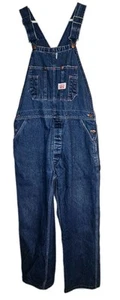 Vintage Roundhouse Denim Bib Overalls Mens 38x30 Blue Western Cowboy USA Made - Picture 1 of 16