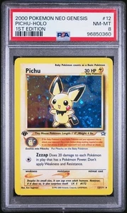 2000 Pokemon Neo Genesis 1st Edition 12 Pichu Holo PSA 8 Nm Mt - Picture 1 of 2