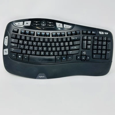 Logitech K350 Wave Wireless Ergonomic Keyboard 2.4GHz Full Size No Dongle - Image 1 of 4