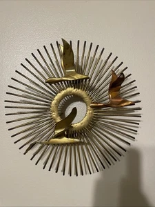 Vintage Mid Century Curtis Jere STYLE MCM Birds Sunburst Wall Art Sculpture 10" - Picture 1 of 7