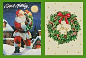 (Set of 2) Festive Christmas Cards w/ Envelopes 5"x7" - Happy Holiday Joy - Picture 1 of 5