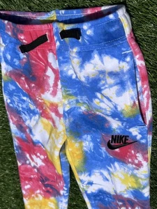 Boys Medium Size 6(Age 5-6) Nike Sportswear Big Kids Woven Red Tie Dye Joggers - Picture 1 of 11