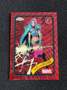 2025 Topps Chrome Marvel #199 Hellrune 1st Appearance Red Wave Refractor /5 - Picture 1 of 7