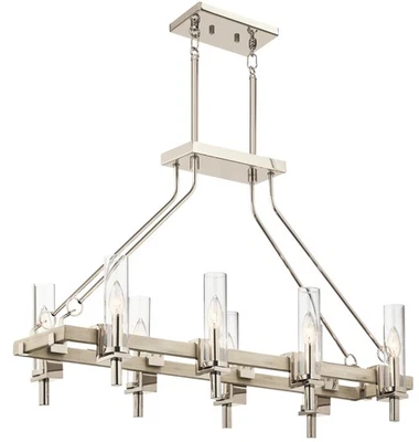 Lámpara de araña lineal Kichler 44285 blanco Telan 8 luces 36" W Foto 1 de 4