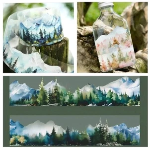 Rolle Bergwald PET Aufkleberband transparent klar Sticker Kiefern - Bild 1 von 6