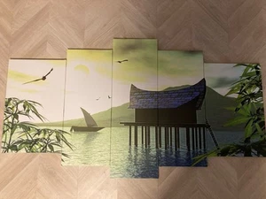 5-teiliges bilder Set Kunstdruck Leinwand Asiatisch Haus Meer - Bild 1 von 3