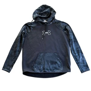 Under Armour Black Camo Hoodie Mens L Fleece Lined Cold Gear Loose Fit Storm 1 - Picture 1 of 15