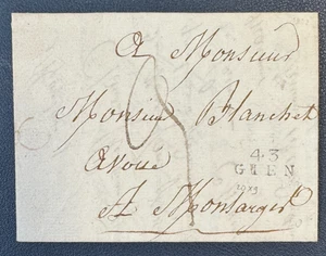 Brief von Gien (LOIRET) nach Montargis / Lineare Marke 43 / GIEN / 1822 - Bild 1 von 3