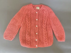 Vintage Pink Mohair Cardigan Sweater Hand Knit Made in Italy - Picture 1 of 4