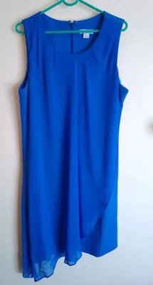 Rockmans Dress Womens Size 14 Cobalt Blue Sheer Overlay Cocktail Party Wedding - image 1 of 4