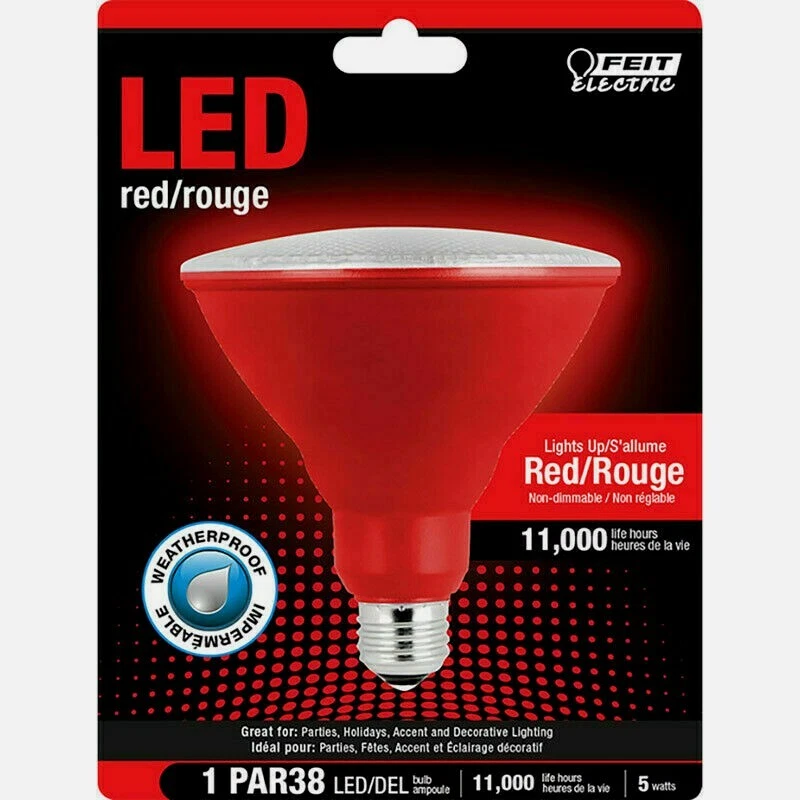 FEIT Electric RED LED Bulb PAR38 E26 Medium 120 Watt Equivalence Weatherproof - Image 1 of 1