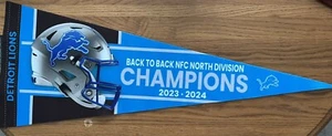 NFL Detroit Lions 2024 Back to Back NFC North Champions Pennant Roll and Go NEW - Picture 1 of 1