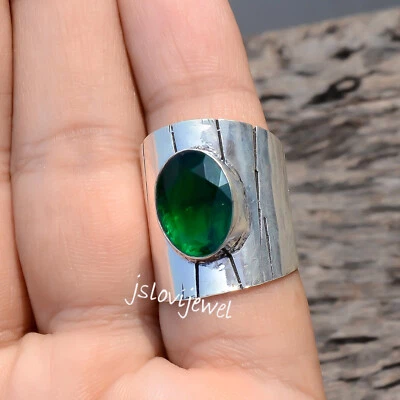 Chrome Diopside Big Gemstone 925 Sterling Silver Unisex Ring For Surprise Gift - Image 1 of 4