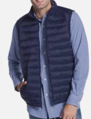 Chaps Mens Navy Blue Sleeveless Zip Up Packable Puffer Jacket Vest Size XL - Image 1 of 4