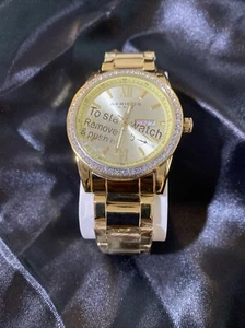 AKRIBOS XXIV Mens Circa Crystal Gold Tone Swiss Quartz 49mm Watch Retail $385 - Picture 1 of 13