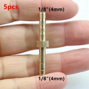 5PCS Brass Hose Barb Mender 1/8" or (4mm) Union Brass Fitting Gas Fuel Water Air - Picture 1 of 7