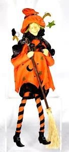 Halloween Witch Broom Stripped Leggins Decoration Hanging 12" Tall - Picture 1 of 5