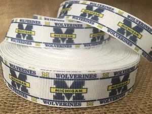 1 yard 7/8" Michigan Wolverines Inspired Grosgrain Ribbon - Picture 1 of 1