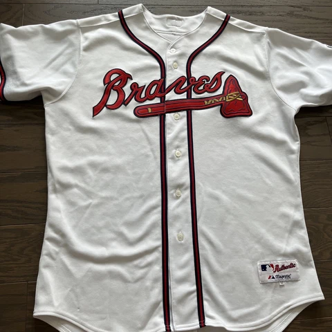 Vintage Majestic Authentic ATLANTA BRAVES Home Jersey SEWN Size 52 Chipper Jones Cover