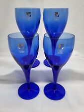 Set of 4 Luigi Bormioli Wine Water Light and Music Blue Glasses Michelangelo 7"