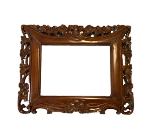 Antique Cut Out Floral Solid Wood Picture Frame Fits 13 X 17” Artwork - L@@K - Picture 1 of 2