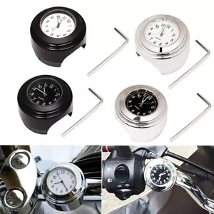 7/8" Chrome Motorcycle Bike Handlebar Mount Quartz Clock Watch Luminous Clock - Picture 1 of 12