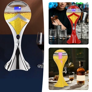 3L Beer Tower Beverage Dispenser Faucet Drink Dispenser w/ LED Lights & Ice Tube - Picture 1 of 44