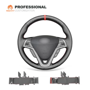 Cubierta de volante coche de fibra de carbono cuero auténtico para Hyundai Veloster 2011-2017 - Imagen 1 de 12