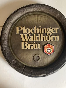 Vintage Plochinger Waldhorn Brau Fass/Fass Top Bier Schild 16" breit - Bild 1 von 6