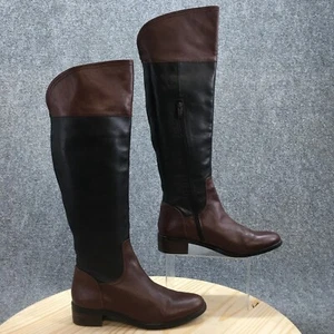 Vince Camuto Boots Womens 9 M Vatero Knee High Riding Boot Black Brown Leather - Picture 1 of 22