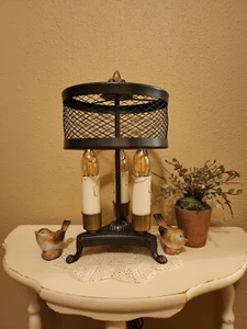 Vintage Three-Light Bouillotte Lamp with Steel Perforated Lamp Shade - Picture 1 of 10
