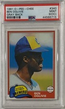 BEN OGLIVIE 1981 O-PEE-CHEE PSA 9 CARD GRAY BACK MILWAUKEE BREWERS 42 YEARS OLD