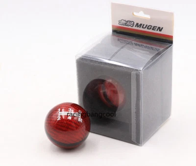 Pomo de cambio rojo de fibra de carbono Mugen rojo 5 velocidades para Honda/coche universal Foto 1 de 4