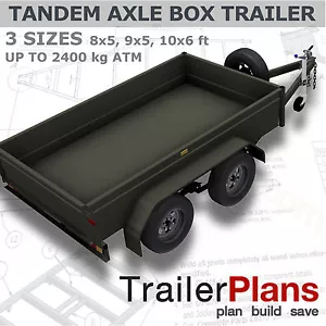 TRAILER PLANS - Tandem Axle Box Trailer - 3 sizes -  Printed Hardcopy & Download - Picture 1 of 12