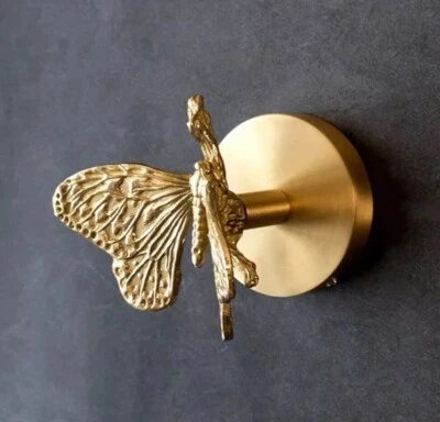 Gancho de pared de latón macizo hecho a mano mariposa gancho toallero dorado llave moderna Foto 1 de 4