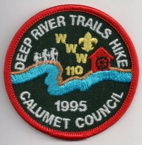 AE BSA Trail Patch, Deep River Trails Michigamea Lodge 110, Calumet Cncl Indiana - Foto 1 di 1