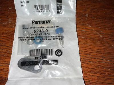 Pomona 5233-0 Banana Test Connector, Jack, Panel Mount, 15A, 2.5 kV  (4 Units) - Image 1 of 3