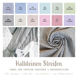 Halbleinen Meterware gemustert Streifen,Leinenstoff Baumwolle gestreift *Ab 50cm - Bild 1 von 59