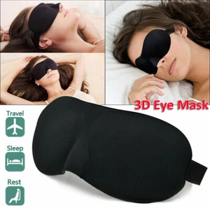 Soft Padded Sleep Mask 3D Sponge Eye Cover Travel aid Rest Blindfold Shade - Picture 1 of 6