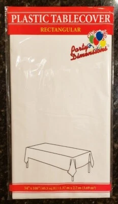 Party Dimensions 54"x108" Plastic Rectangular Tablecover in White (Set of 2) - Image 1 of 2