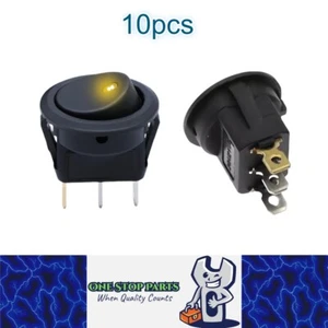 10 x Round Rocker Switch Car Boat Dashboard 3 Pin ON-OFF 12V 20A Switch Yellow - Picture 1 of 9