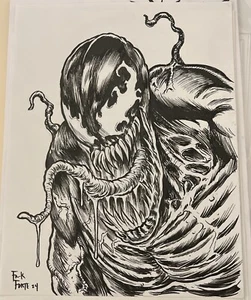 Marcador artístico original dibujo Venom Spider-Man de Frank Forte RARO cómics de Marvel - Imagen 1 de 3