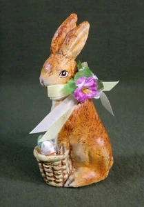 5" molded BROWN RABBIT bunny figure FOLK ART style EASTER decor - Picture 1 of 5